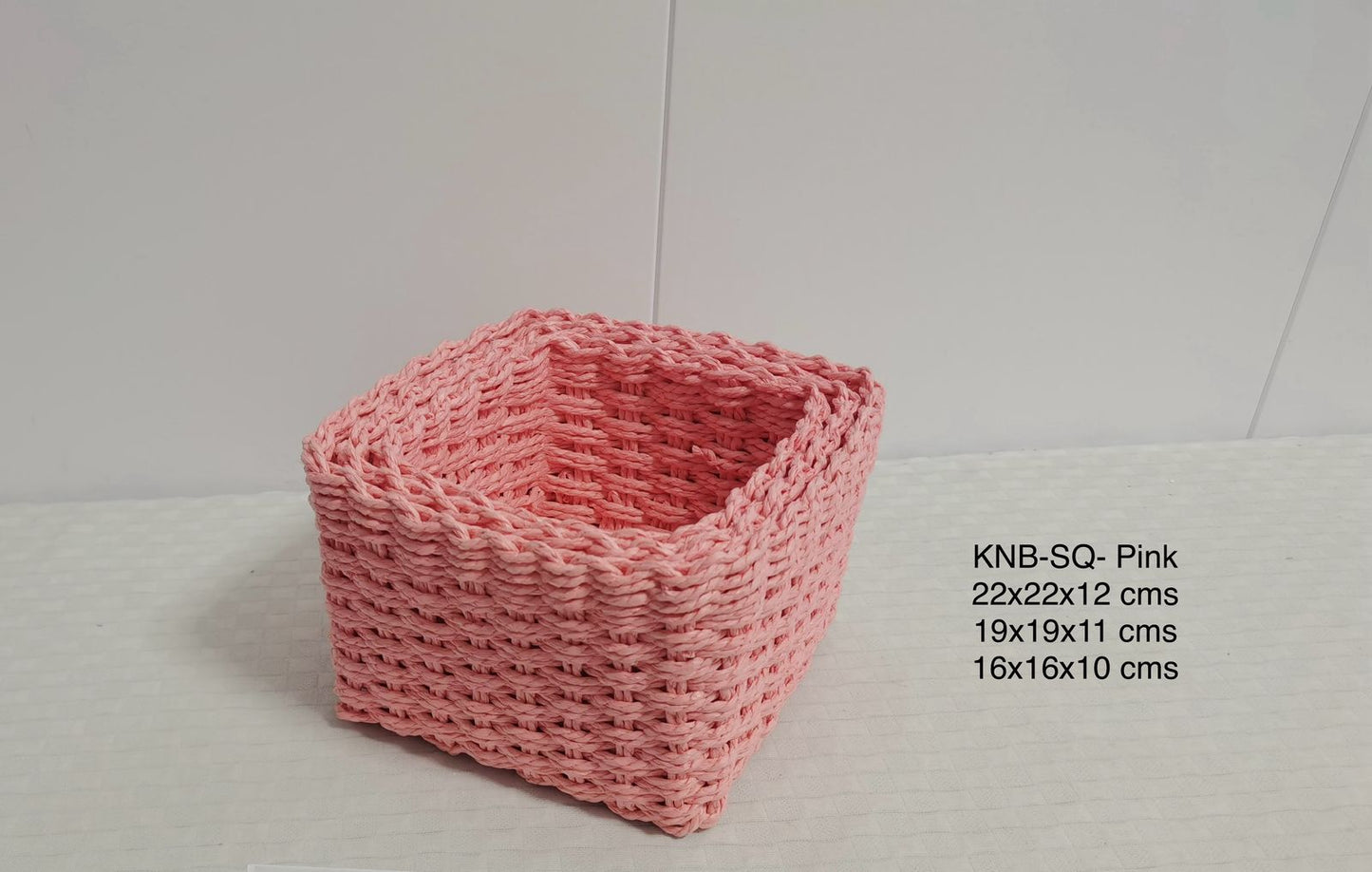 Rafia Knit Baskets Square (Set of 3)