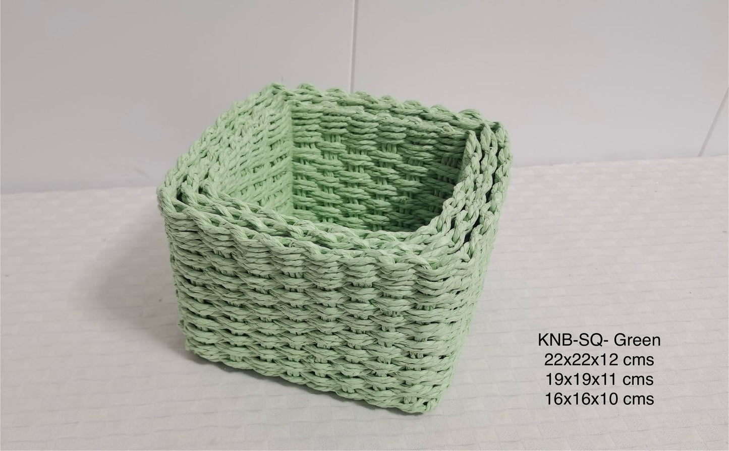 Rafia Knit Baskets Square (Set of 3)