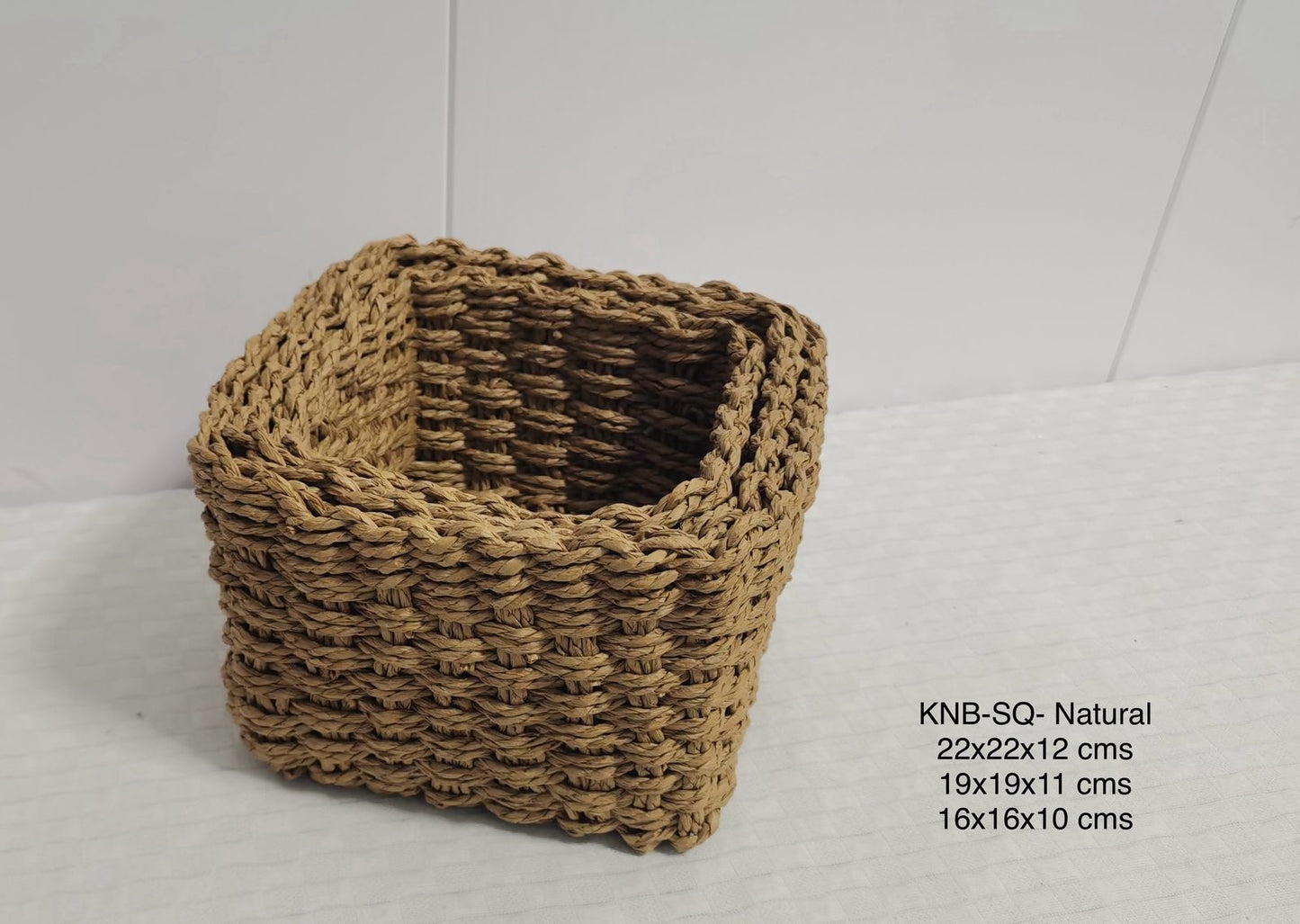 Rafia Knit Baskets Square (Set of 3)