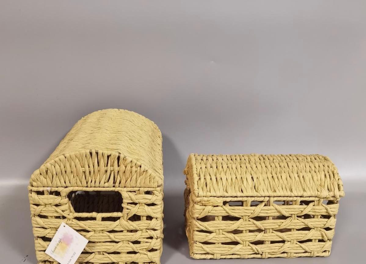Beige Rafia box sandook