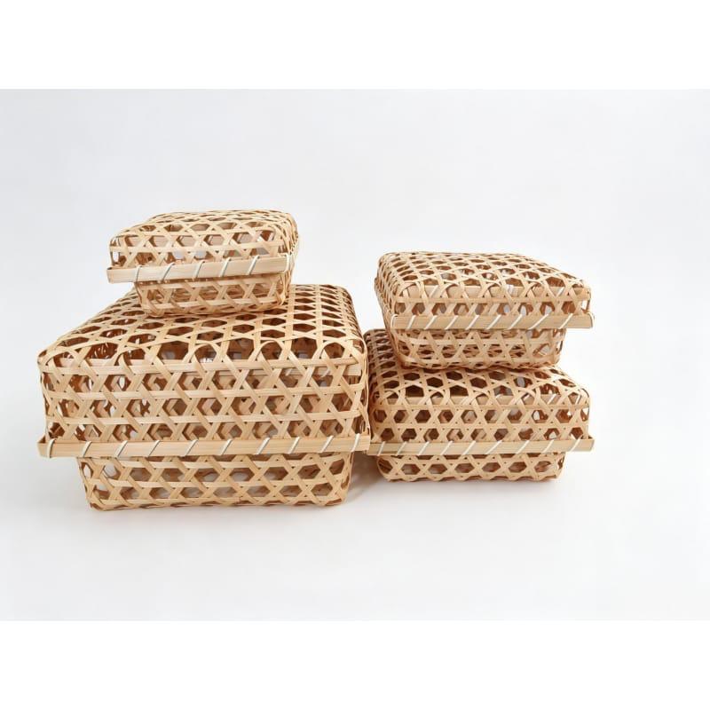 Straw Bamboo Square Box (Set Of 4)