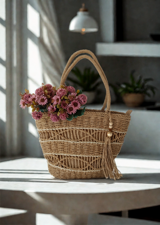 Rafia Bag - Beige