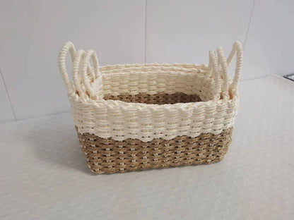 Rafia Knitted Baskets Rectangle (Set of 3)
