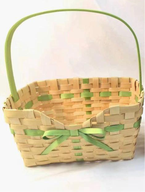 Color Bamboo Basket with green bow (set of 2)