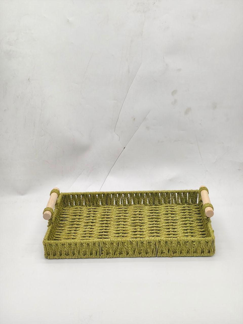 Rafia Tray Wooden Handle
