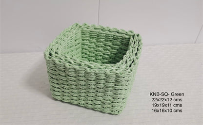 Rafia Knit Baskets Square (Set of 3)
