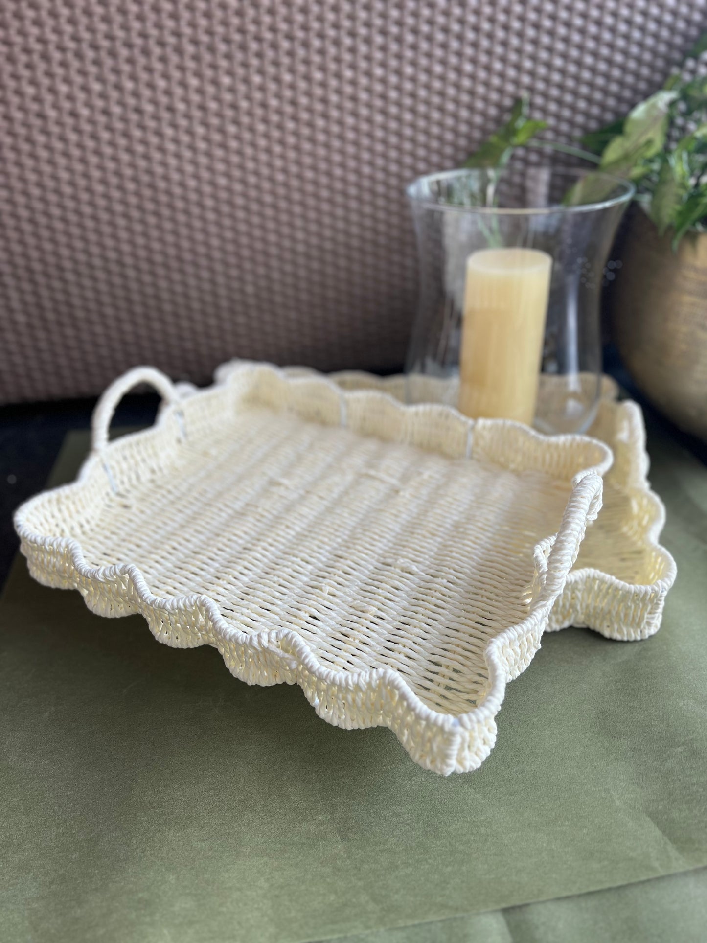 Ivory Twisted Rafia Tray