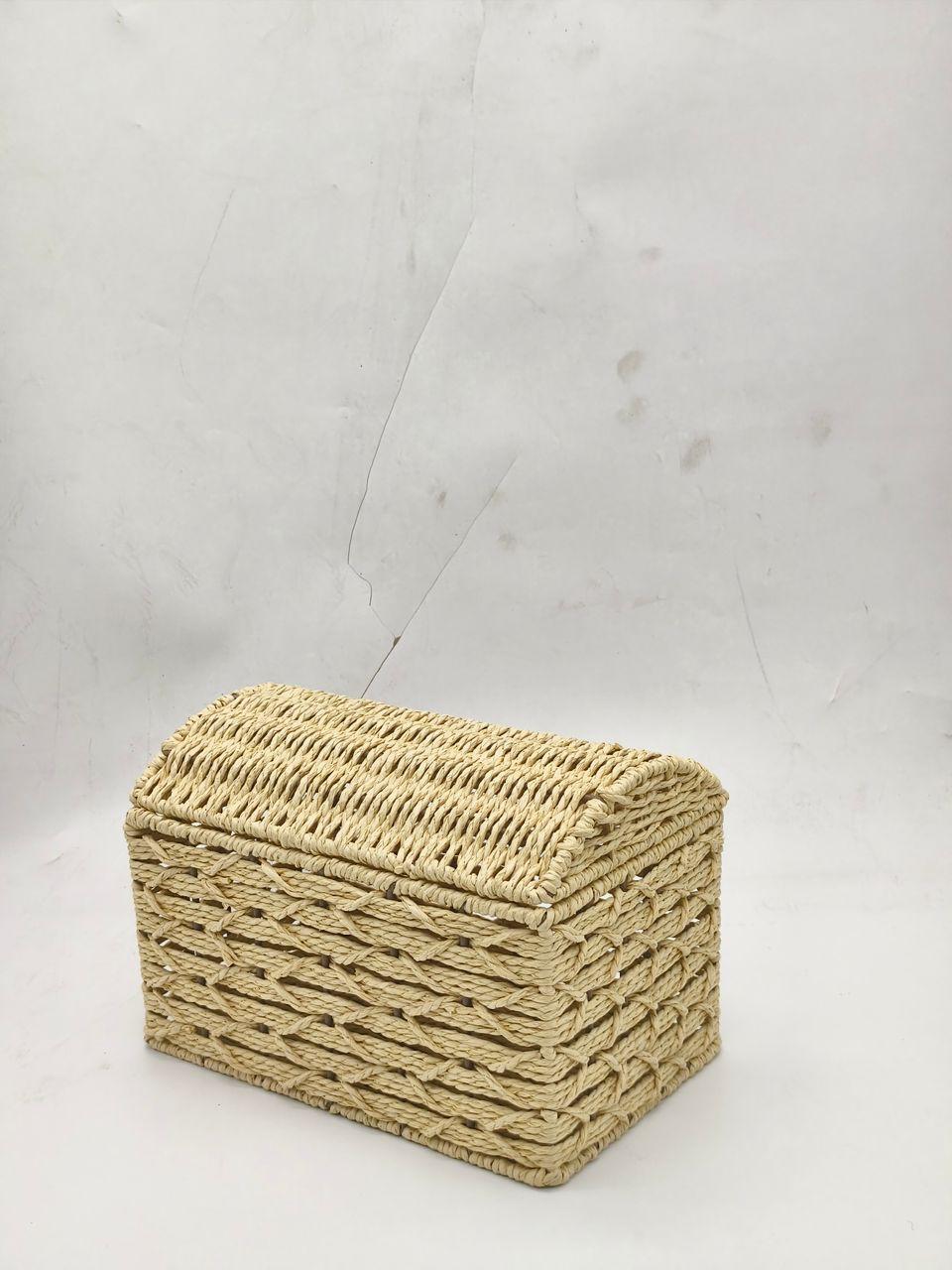 Beige Rafia box sandook