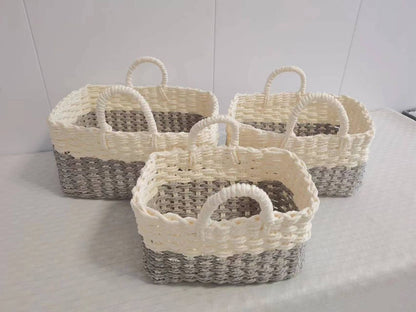 Rafia Knitted Baskets Rectangle (Set of 3)