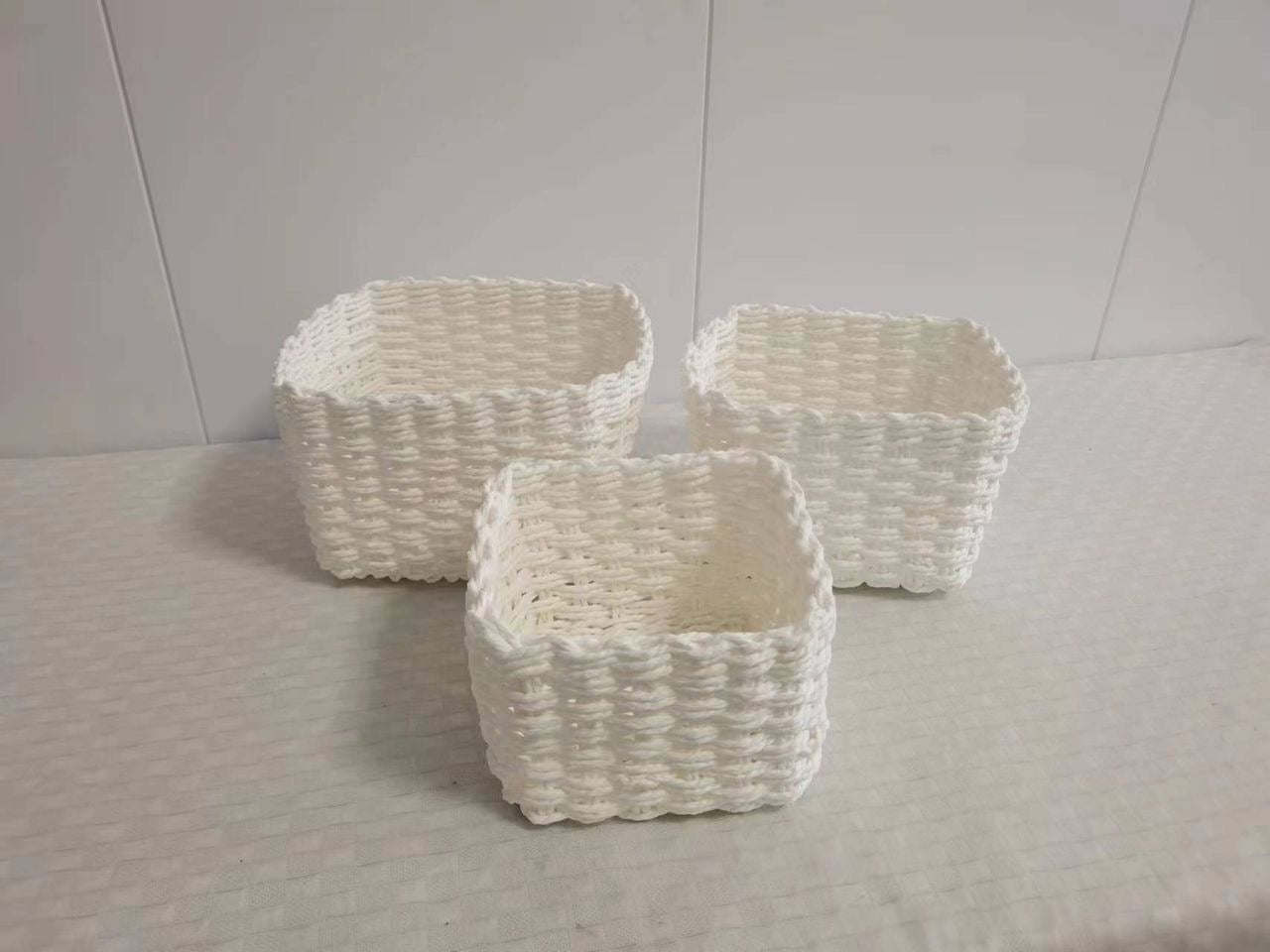 Rafia Knitted Baskets Square (Set of 3)