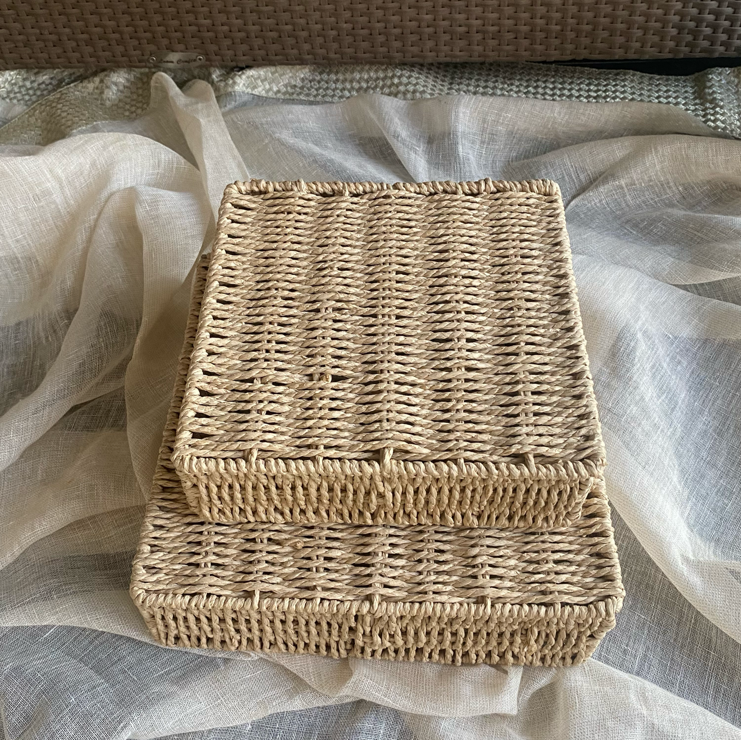 Square Rafia Weave Box