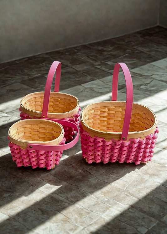 Color Bamboo Basket (Twisted Pink)