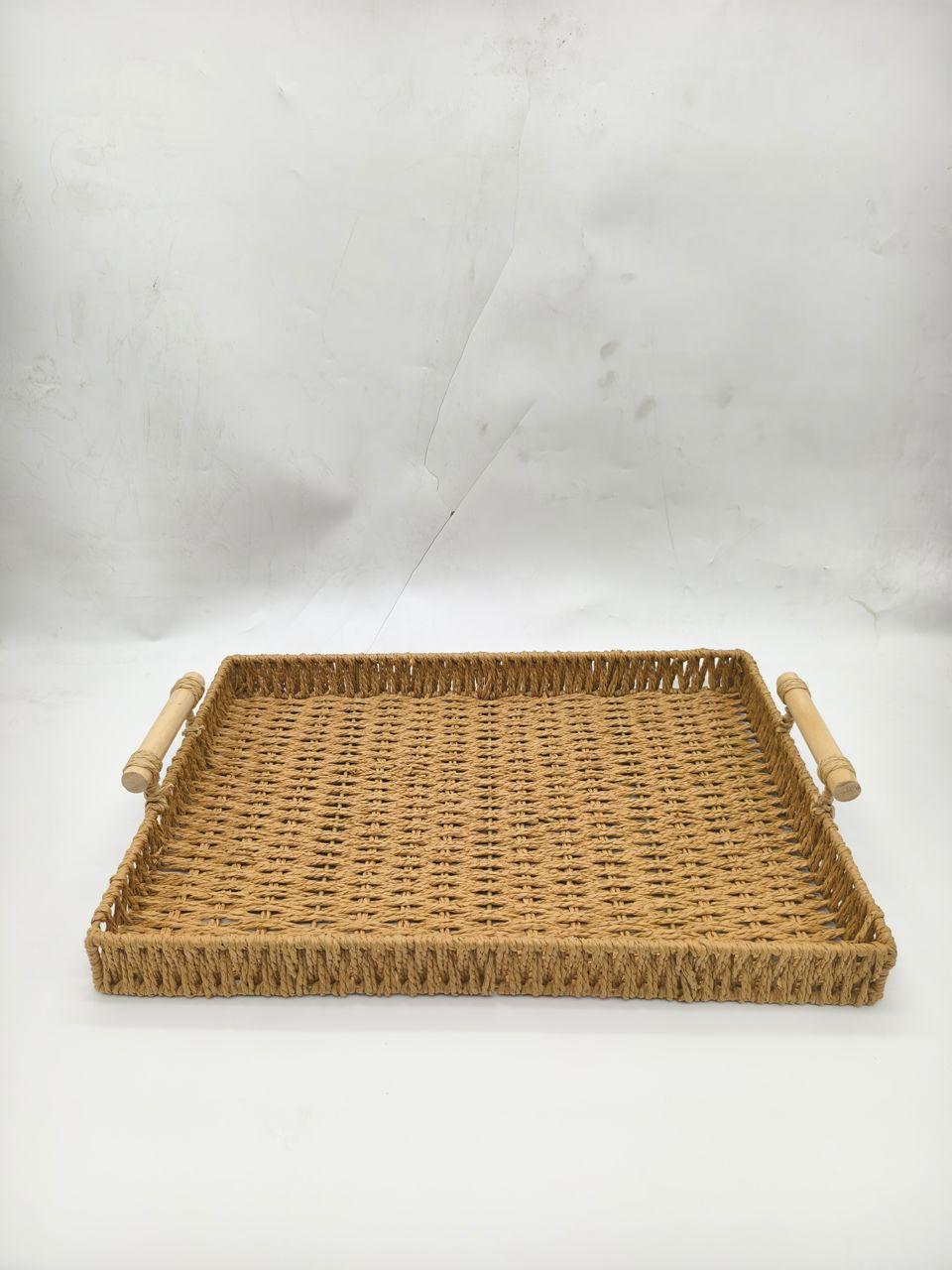 Rafia Tray Wooden Handle