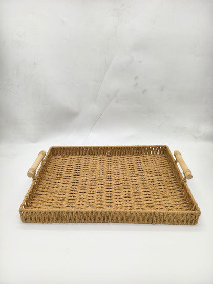 Rafia Tray Wooden Handle