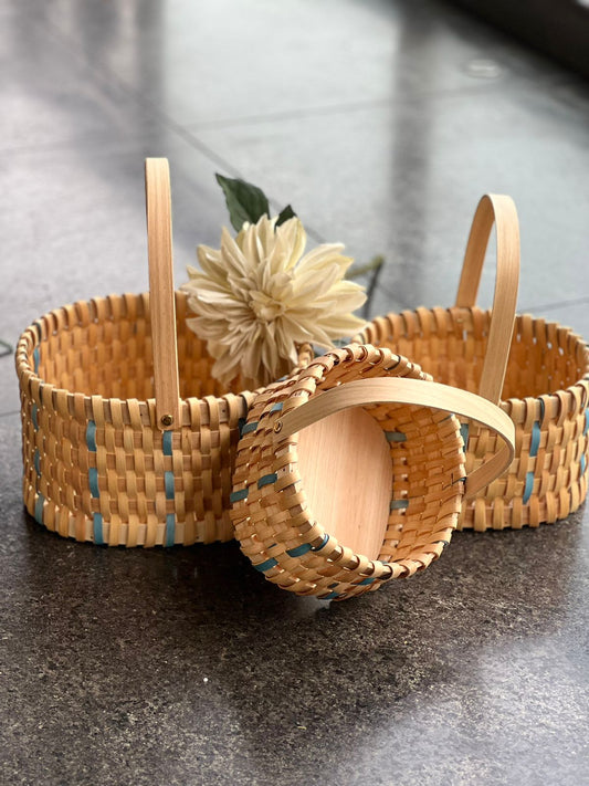 Color Bamboo Basket (Blue Trim)