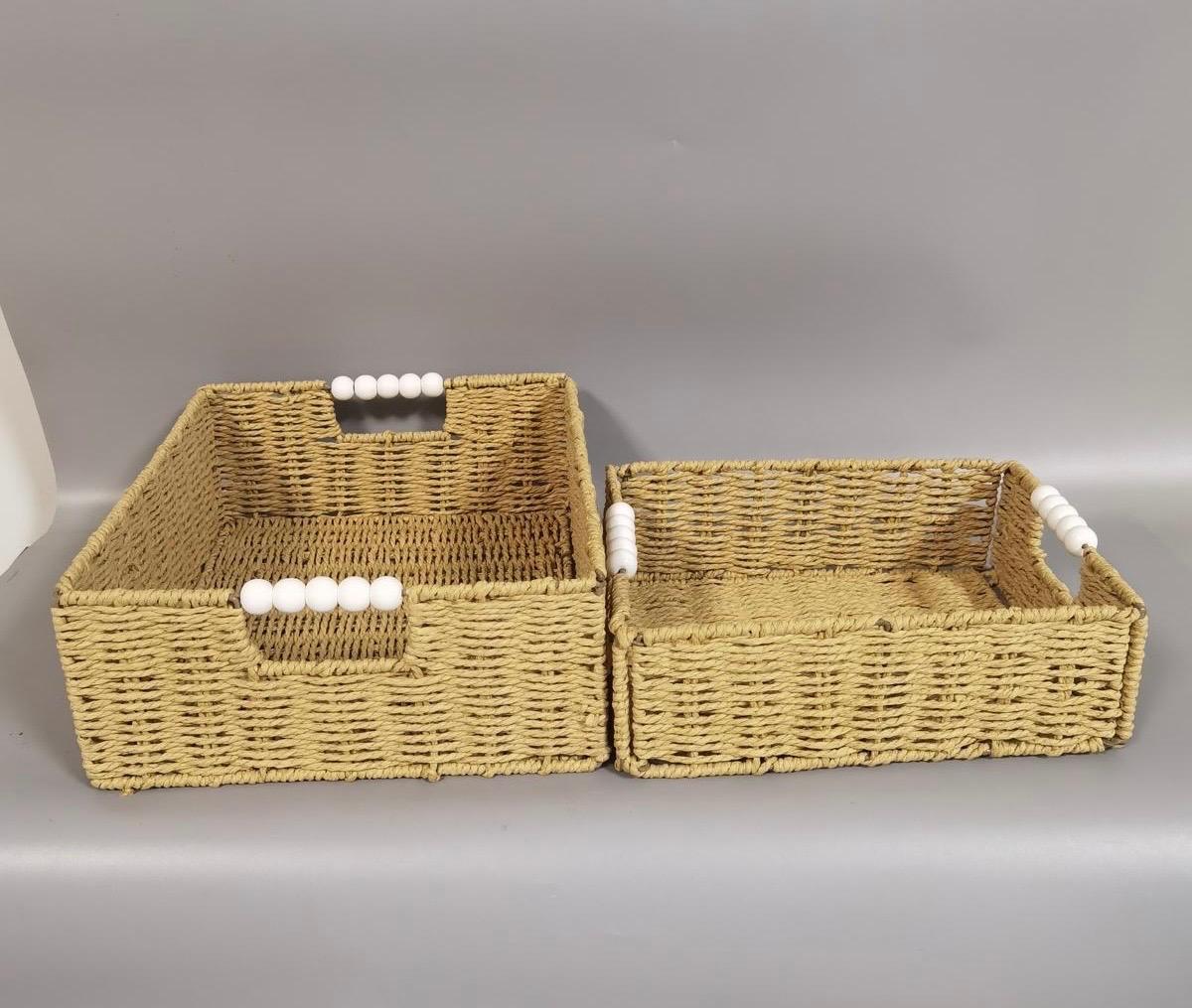 Ivory Rafia Baskets weave on wire (foldable)