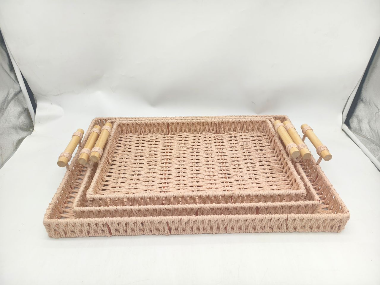 Rafia Tray Wooden Handle