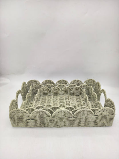 Rafia Weave floral Rectangle baskets (Set of 3)