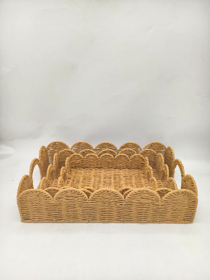 Rafia Weave floral Rectangle baskets (Set of 3)