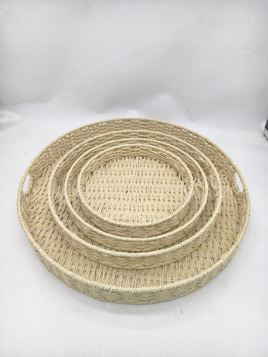 Rafia Weave Tray Round