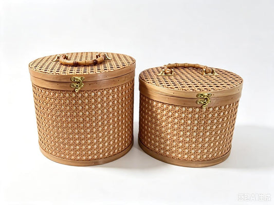 Straw Bamboo Square Box (Set Of 4)
