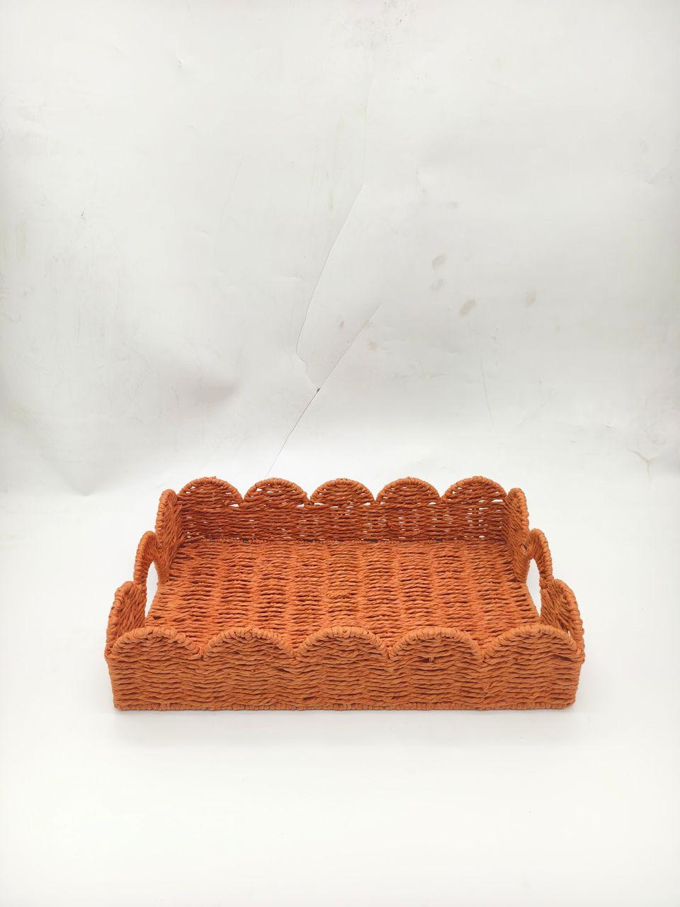 Rafia Weave floral Rectangle baskets (Set of 3)