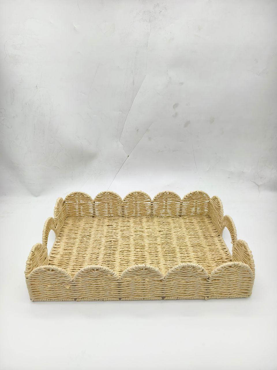 Rafia Weave floral Rectangle baskets (Set of 3)