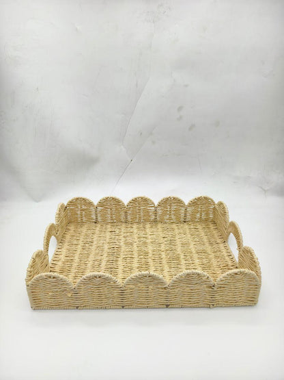 Rafia Weave floral Rectangle baskets (Set of 3)